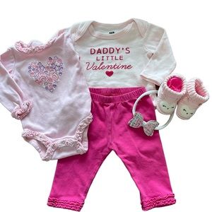Daddy’s Little Valentine, Ruffled Heart, Pink Pants, Sparkly Bow, Heart Shoes